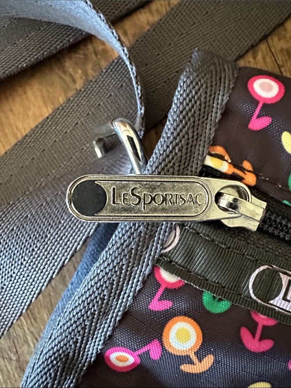 Lesportsac Black Crossbody Bag with Discontinued Multicolor Dot Floral Pattern - Picture 2 of 11